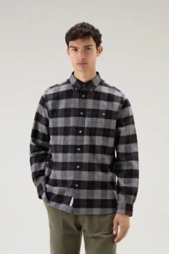 Woolrich Camicia Traditional A Quadri In Flanella - Uomo - Grigio