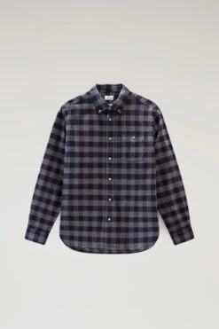 Woolrich Camicia Traditional A Quadri In Flanella - Uomo - Blu