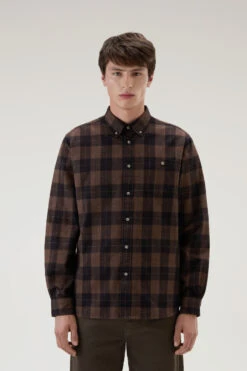 Woolrich Camicia Traditional A Quadri In Flanella - Uomo - Marrone