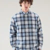 Woolrich Camicia Madras A Quadri In Popline Di Puro Cotone - Uomo - Blu