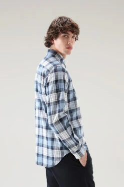 Woolrich Camicia Madras A Quadri In Popline Di Puro Cotone - Uomo - Blu -Offerta Economica Vestiario CFWOSI0100MRUT3344 3087 2