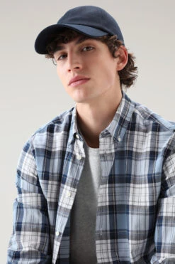 Woolrich Camicia Madras A Quadri In Popline Di Puro Cotone - Uomo - Blu -Offerta Economica Vestiario CFWOSI0100MRUT3344 3087 3