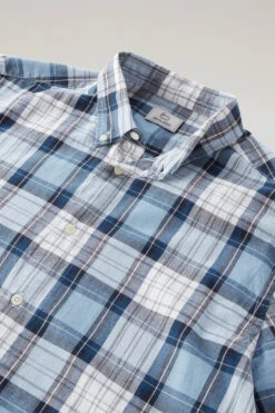 Woolrich Camicia Madras A Quadri In Popline Di Puro Cotone - Uomo - Blu -Offerta Economica Vestiario CFWOSI0100MRUT3344 3087 5