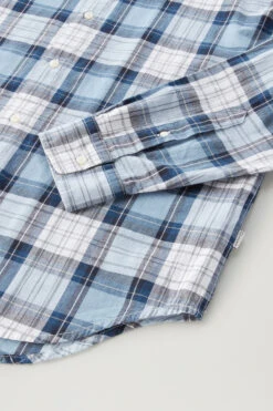 Woolrich Camicia Madras A Quadri In Popline Di Puro Cotone - Uomo - Blu -Offerta Economica Vestiario CFWOSI0100MRUT3344 3087 6