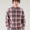 Woolrich Camicia Madras A Quadri In Popline Di Puro Cotone - Uomo - Rosso -Offerta Economica Vestiario CFWOSI0100MRUT3344 5489