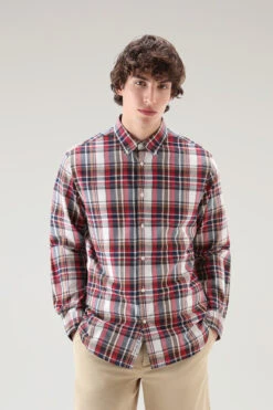 Woolrich Camicia Madras A Quadri In Popline Di Puro Cotone - Uomo - Rosso