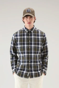 Woolrich Camicia Madras A Quadri In Popline Di Puro Cotone - Uomo - Verde