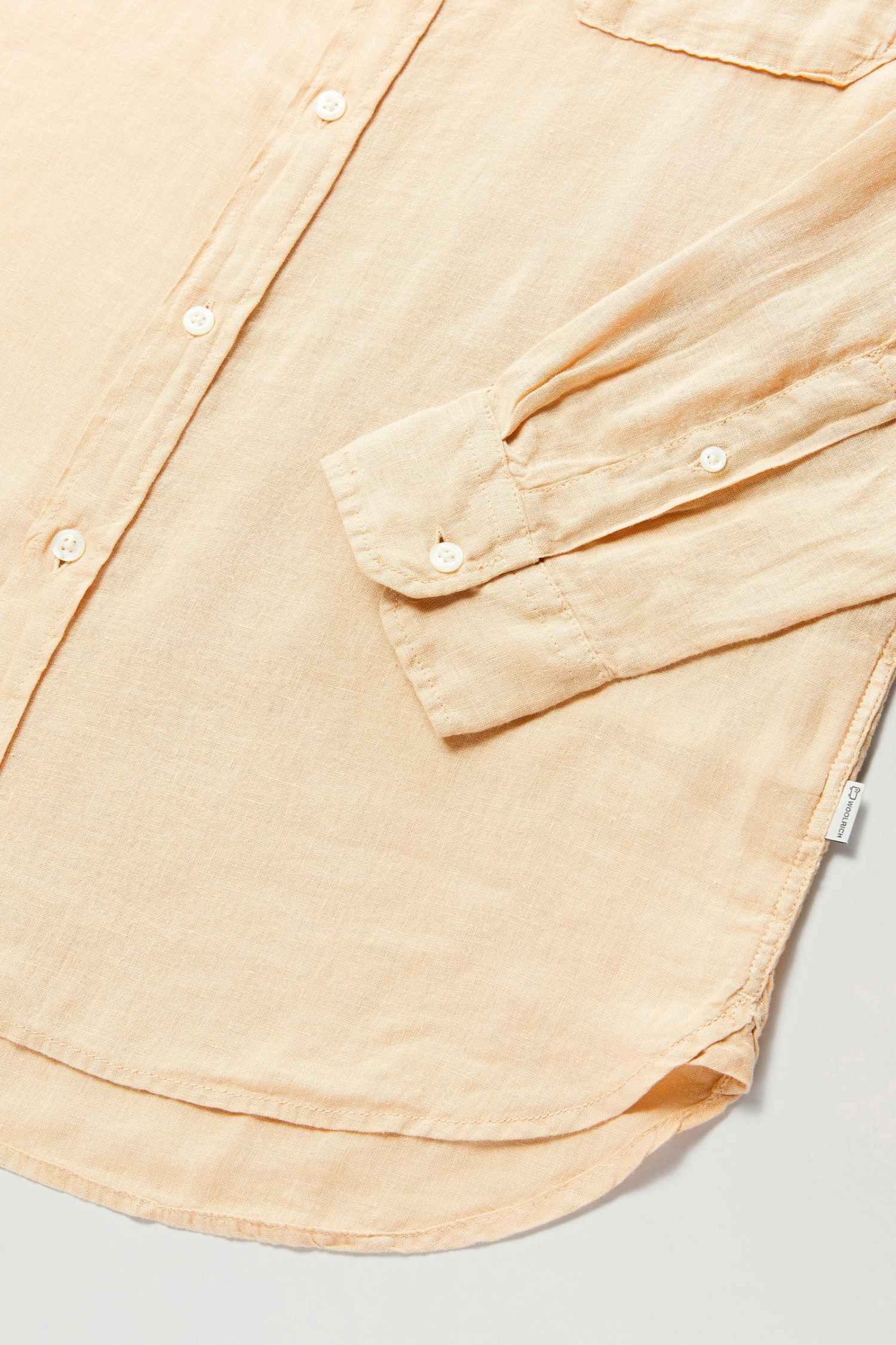 Woolrich Camicia In Puro Lino Tinta In Capo Con Colletto Alla Coreana - Uomo - Beige 6 Woolrich Camicia In Puro Lino Tinta In Capo Con Colletto Alla Coreana - Uomo - Beige - immagine 4