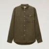 Woolrich Camicia In Puro Lino Tinta In Capo Con Colletto Alla Coreana - Uomo - Verde -Offerta Economica Vestiario CFWOSI0105MRUT3372 614