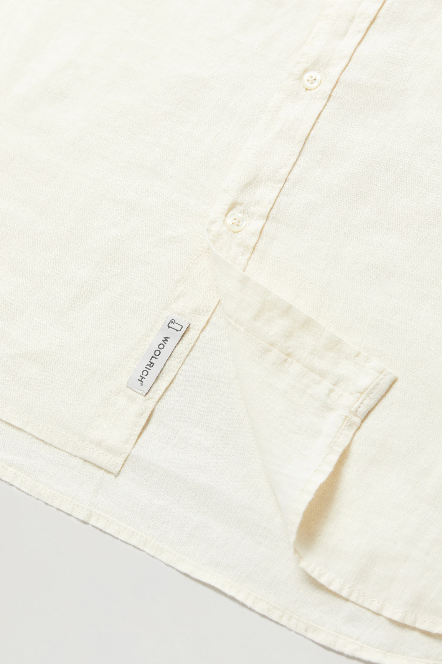 Woolrich Camicia In Puro Lino Tinta In Capo Con Colletto Alla Coreana - Uomo - Bianco 5 Woolrich Camicia In Puro Lino Tinta In Capo Con Colletto Alla Coreana - Uomo - Bianco - immagine 3