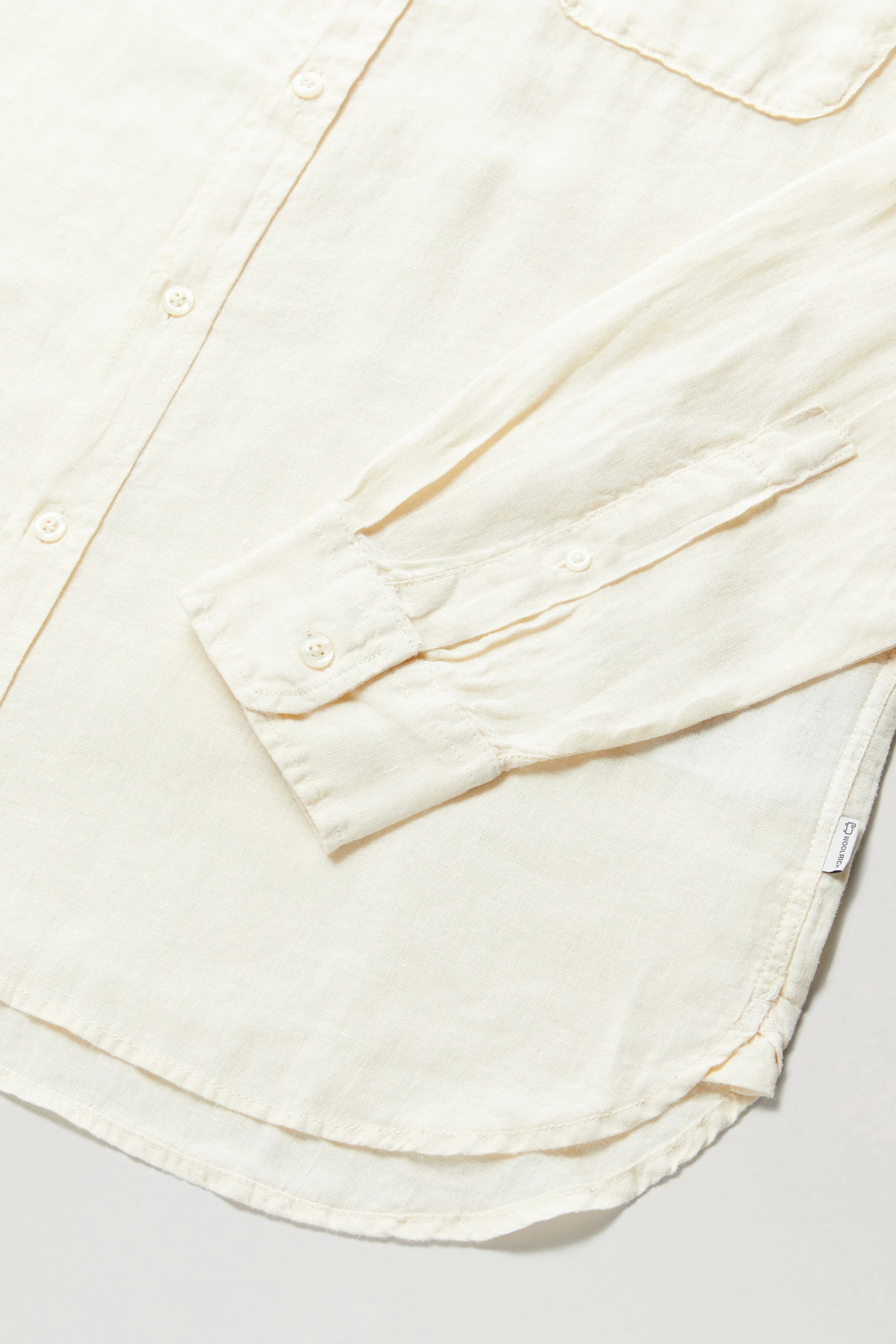 Woolrich Camicia In Puro Lino Tinta In Capo Con Colletto Alla Coreana - Uomo - Bianco 6 Woolrich Camicia In Puro Lino Tinta In Capo Con Colletto Alla Coreana - Uomo - Bianco - immagine 4