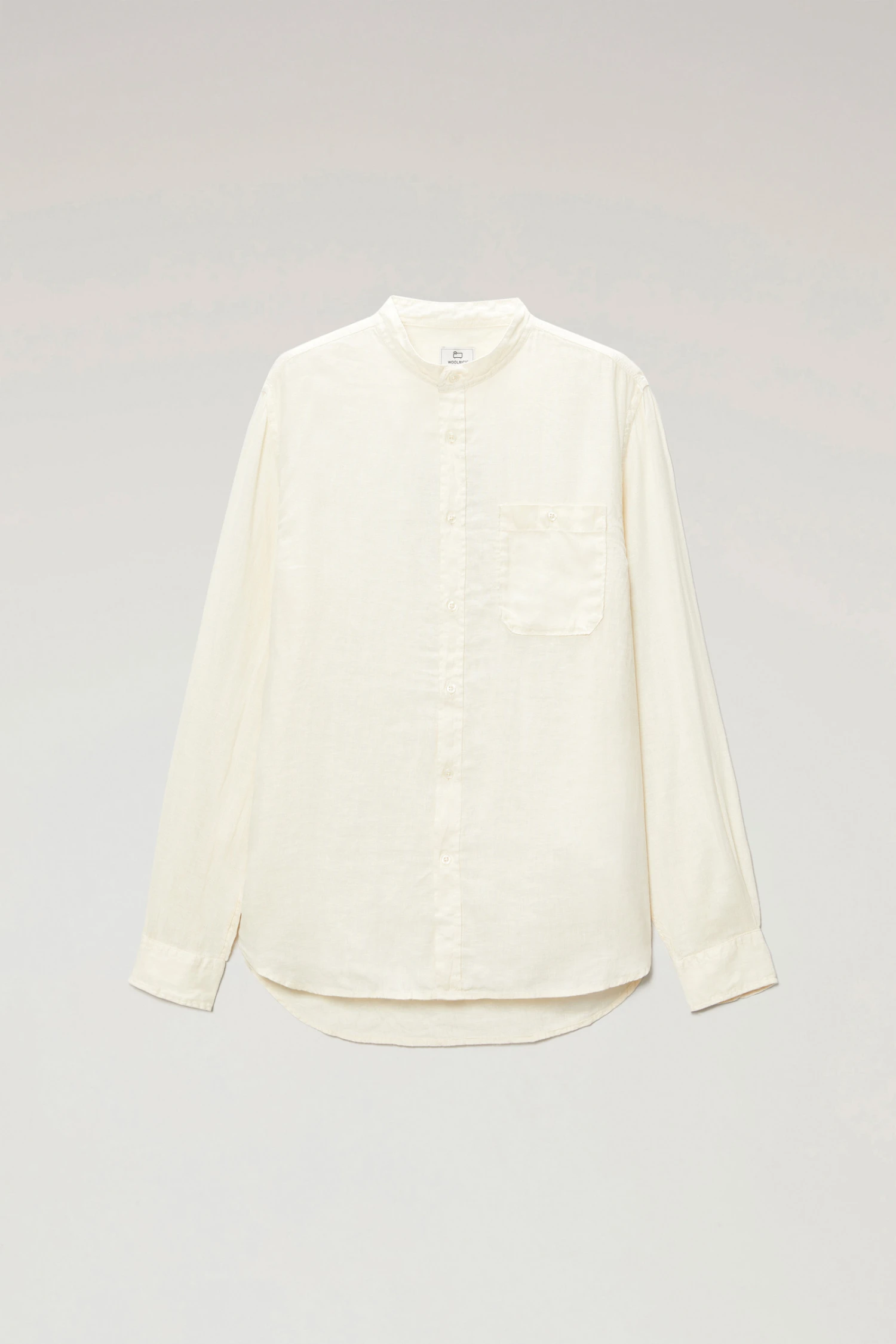 Woolrich Camicia In Puro Lino Tinta In Capo Con Colletto Alla Coreana - Uomo - Bianco 3 Woolrich Camicia In Puro Lino Tinta In Capo Con Colletto Alla Coreana - Uomo - Bianco