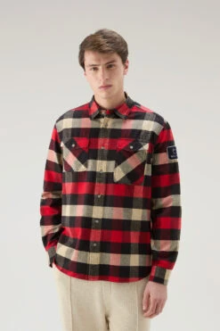 Woolrich Camicia U.S. Trails A Quadri In Flanella - Uomo - Rosso