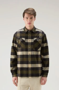 Woolrich Camicia U.S. Trails A Quadri In Flanella - Uomo - Verde