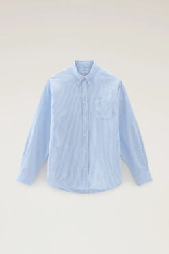 Woolrich Camicia A Righe In Misto Lino E Cotone - Uomo - Blu -Offerta Economica Vestiario CFWOSI0109MRUT3377 3145 4
