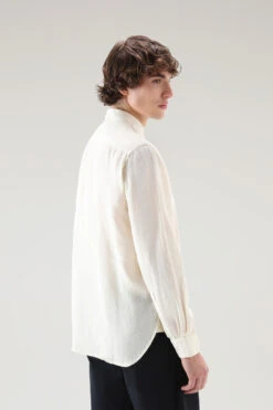 Woolrich Camicia In Puro Lino Tinta In Capo - Uomo - Bianco -Offerta Economica Vestiario CFWOSI0113MRUT3372 8743 2