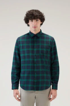 Woolrich Camicia A Quadri In Flanella Leggera - Uomo - Nero