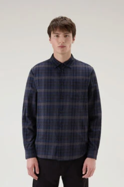 Woolrich Camicia A Quadri In Flanella Leggera - Uomo - Blu