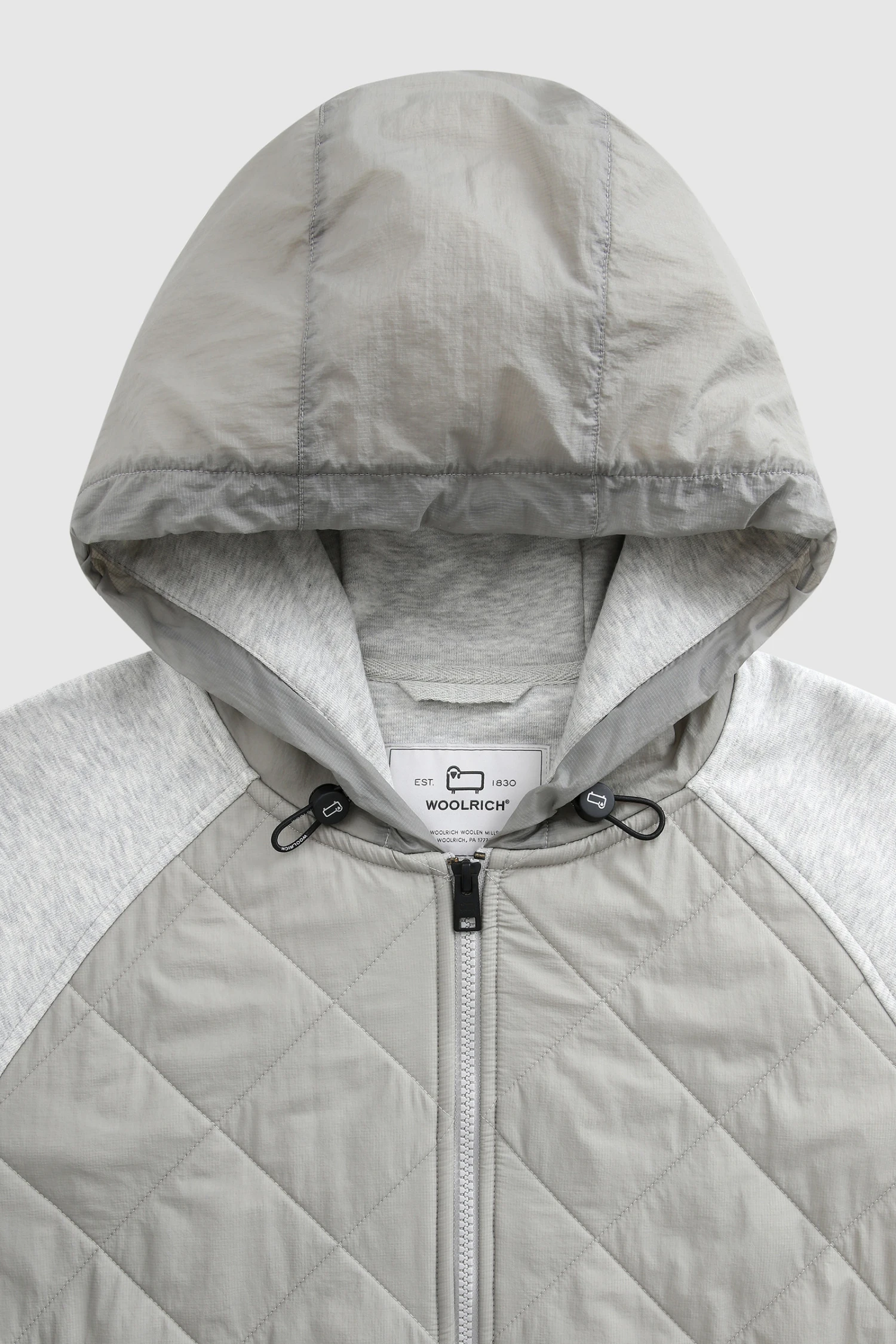 Woolrich Felpa Full-zip Con Cappuccio E Trapuntatura In Crinkle Nylon - Uomo - Grigio 7 Woolrich Felpa Full-zip Con Cappuccio E Trapuntatura In Crinkle Nylon - Uomo - Grigio - immagine 5