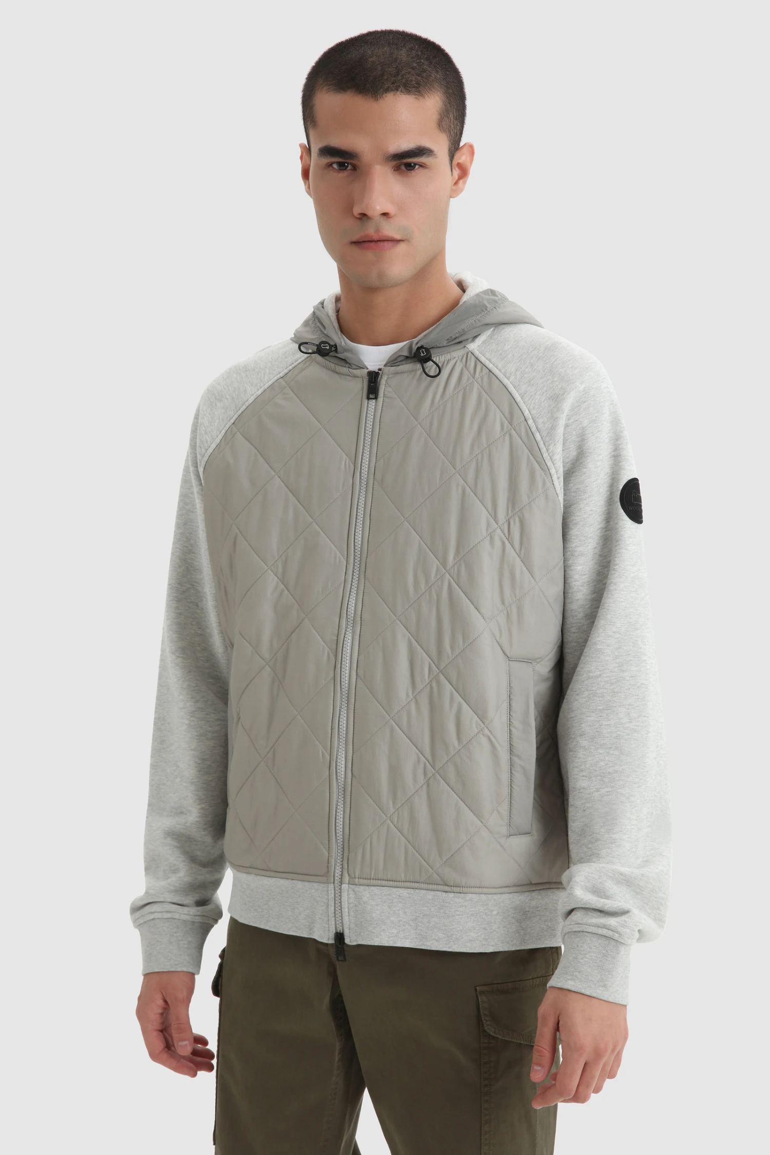 Woolrich Felpa Full-zip Con Cappuccio E Trapuntatura In Crinkle Nylon - Uomo - Grigio 3 Woolrich Felpa Full-zip Con Cappuccio E Trapuntatura In Crinkle Nylon - Uomo - Grigio