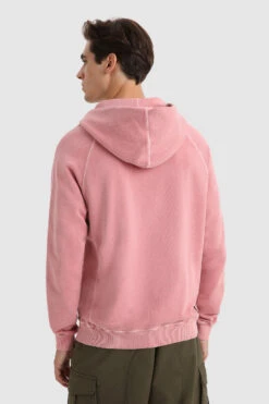 Woolrich Felpa Con Cappuccio In Cotone Tinto In Capo - Uomo - Rosa -Offerta Economica Vestiario CFWOSW0126MRUT2915 4355 2