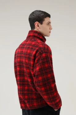 Felpa In Sherpa Di Misto Lana Con Mezza Zip Serving The People / Woolrich - Uomo - Rosso -Offerta Economica Vestiario CFWOSW0157MRUT3291 593 2