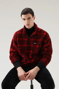 Felpa In Sherpa Di Misto Lana Con Mezza Zip Serving The People / Woolrich - Uomo - Rosso -Offerta Economica Vestiario CFWOSW0157MRUT3291 593 3