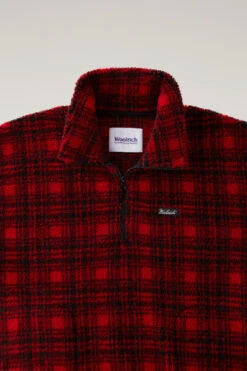 Felpa In Sherpa Di Misto Lana Con Mezza Zip Serving The People / Woolrich - Uomo - Rosso -Offerta Economica Vestiario CFWOSW0157MRUT3291 593 5