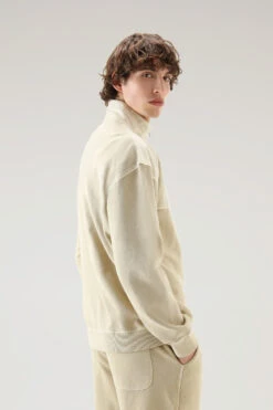 Woolrich Felpa In Cotone Tinto In Capo E Popeline Di Cotone - Uomo - Beige -Offerta Economica Vestiario CFWOSW0166MRUT2915 4377 2