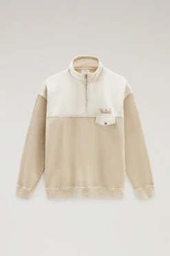 Woolrich Felpa In Cotone Tinto In Capo E Popeline Di Cotone - Uomo - Beige -Offerta Economica Vestiario CFWOSW0166MRUT2915 4377 4