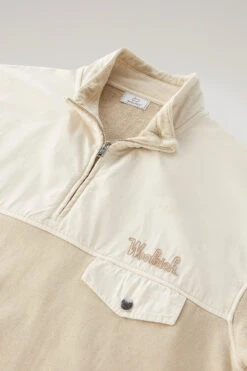 Woolrich Felpa In Cotone Tinto In Capo E Popeline Di Cotone - Uomo - Beige -Offerta Economica Vestiario CFWOSW0166MRUT2915 4377 5