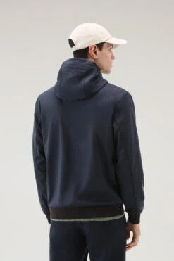 Woolrich Felpa Con Zip In Softshell Con Cappuccio - Uomo - Blu -Offerta Economica Vestiario CFWOSW0174MRUT2873 3989 2