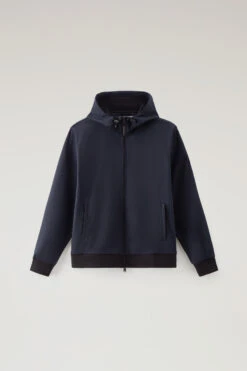 Woolrich Felpa Con Zip In Softshell Con Cappuccio - Uomo - Blu -Offerta Economica Vestiario CFWOSW0174MRUT2873 3989 4