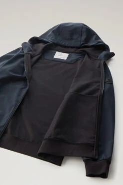 Woolrich Felpa Con Zip In Softshell Con Cappuccio - Uomo - Blu -Offerta Economica Vestiario CFWOSW0174MRUT2873 3989 9