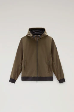 Woolrich Felpa Con Zip In Softshell Con Cappuccio - Uomo - Verde -Offerta Economica Vestiario CFWOSW0174MRUT2873 614 4