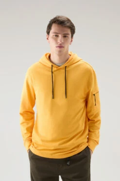 Woolrich Felpa In Puro Cotone Con Tasca Con Zip - Uomo - Giallo