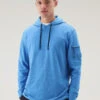 Woolrich Felpa In Puro Cotone Con Tasca Con Zip - Uomo - Blu
