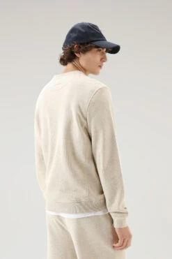 Woolrich Felpa Girocollo In Misto Cotone E Lino - Uomo - Beige -Offerta Economica Vestiario CFWOSW0177MRUT3371 4377 2