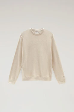 Woolrich Felpa Girocollo In Misto Cotone E Lino - Uomo - Beige -Offerta Economica Vestiario CFWOSW0177MRUT3371 4377 4