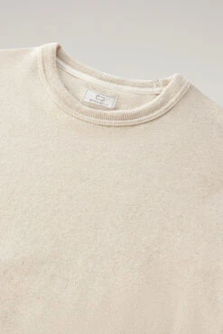 Woolrich Felpa Girocollo In Misto Cotone E Lino - Uomo - Beige -Offerta Economica Vestiario CFWOSW0177MRUT3371 4377 5