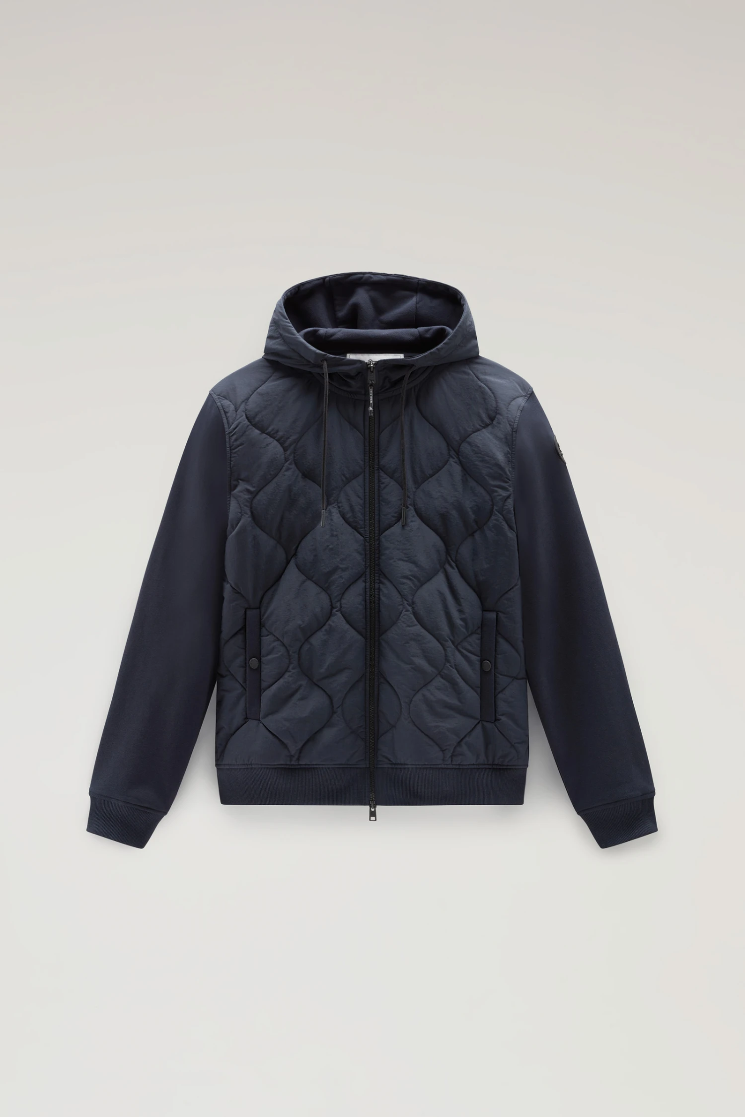 Woolrich Felpa Con Zip Ibrida In Cotone E Nylon Trapuntato Taslan Con Cappuccio - Uomo - Blu 7 Woolrich Felpa Con Zip Ibrida In Cotone E Nylon Trapuntato Taslan Con Cappuccio - Uomo - Blu - immagine 5
