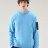 Woolrich Felpa Girocollo In Misto Cotone Con Tasche - Uomo - Blu