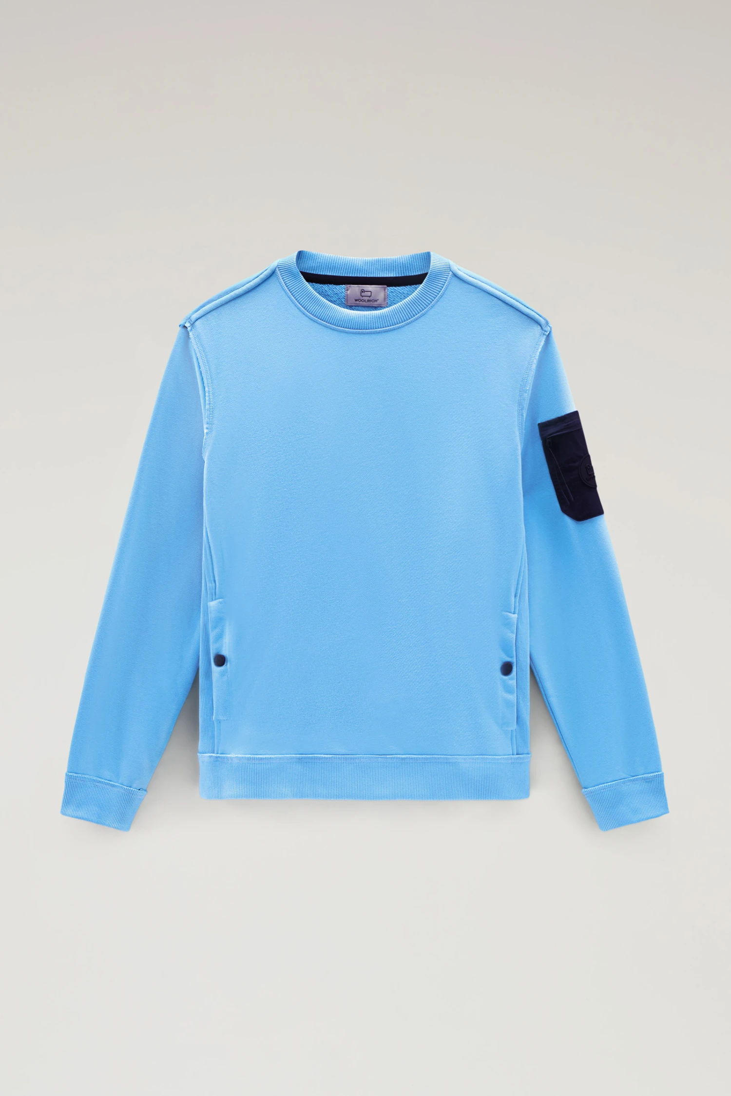 Woolrich Felpa Girocollo In Misto Cotone Con Tasche - Uomo - Blu 7 Woolrich Felpa Girocollo In Misto Cotone Con Tasche - Uomo - Blu - immagine 5