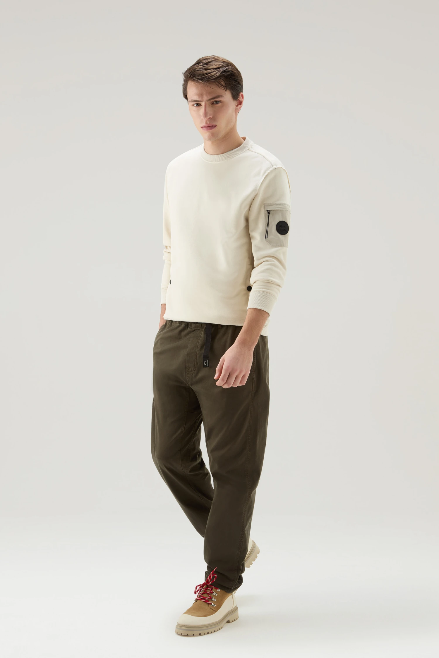 Woolrich Felpa Girocollo In Misto Cotone Con Tasche - Uomo - Bianco 4 Woolrich Felpa Girocollo In Misto Cotone Con Tasche - Uomo - Bianco - immagine 2