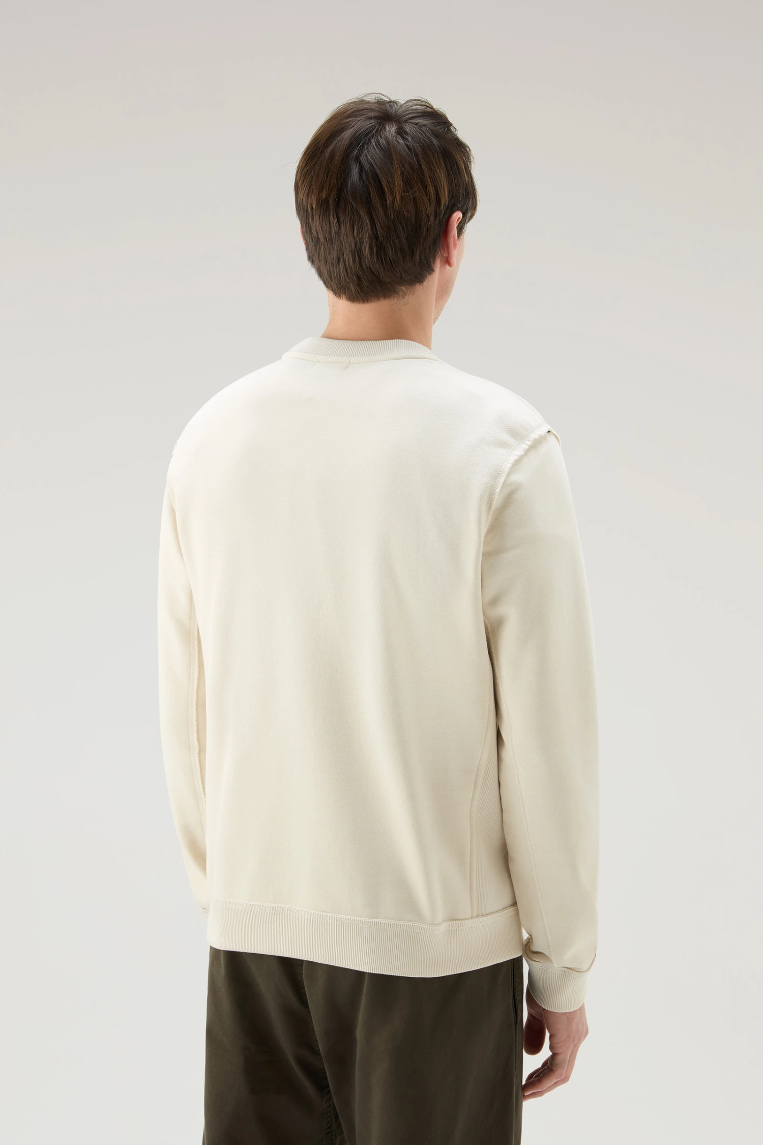 Woolrich Felpa Girocollo In Misto Cotone Con Tasche - Uomo - Bianco 5 Woolrich Felpa Girocollo In Misto Cotone Con Tasche - Uomo - Bianco - immagine 3