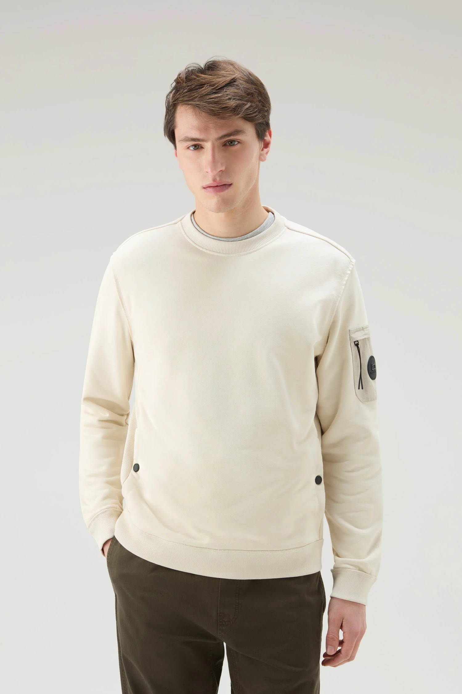 Woolrich Felpa Girocollo In Misto Cotone Con Tasche - Uomo - Bianco 3 Woolrich Felpa Girocollo In Misto Cotone Con Tasche - Uomo - Bianco