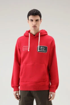 Woolrich Felpa Con Cappuccio U.S. Trails In Puro Cotone - Uomo - Rosso