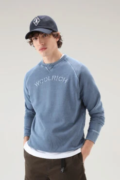 Woolrich Felpa Varsity Girocollo In Puro Cotone Tinto In Capo - Uomo - Blu -Offerta Economica Vestiario CFWOSW0187MRUT3470 313 3