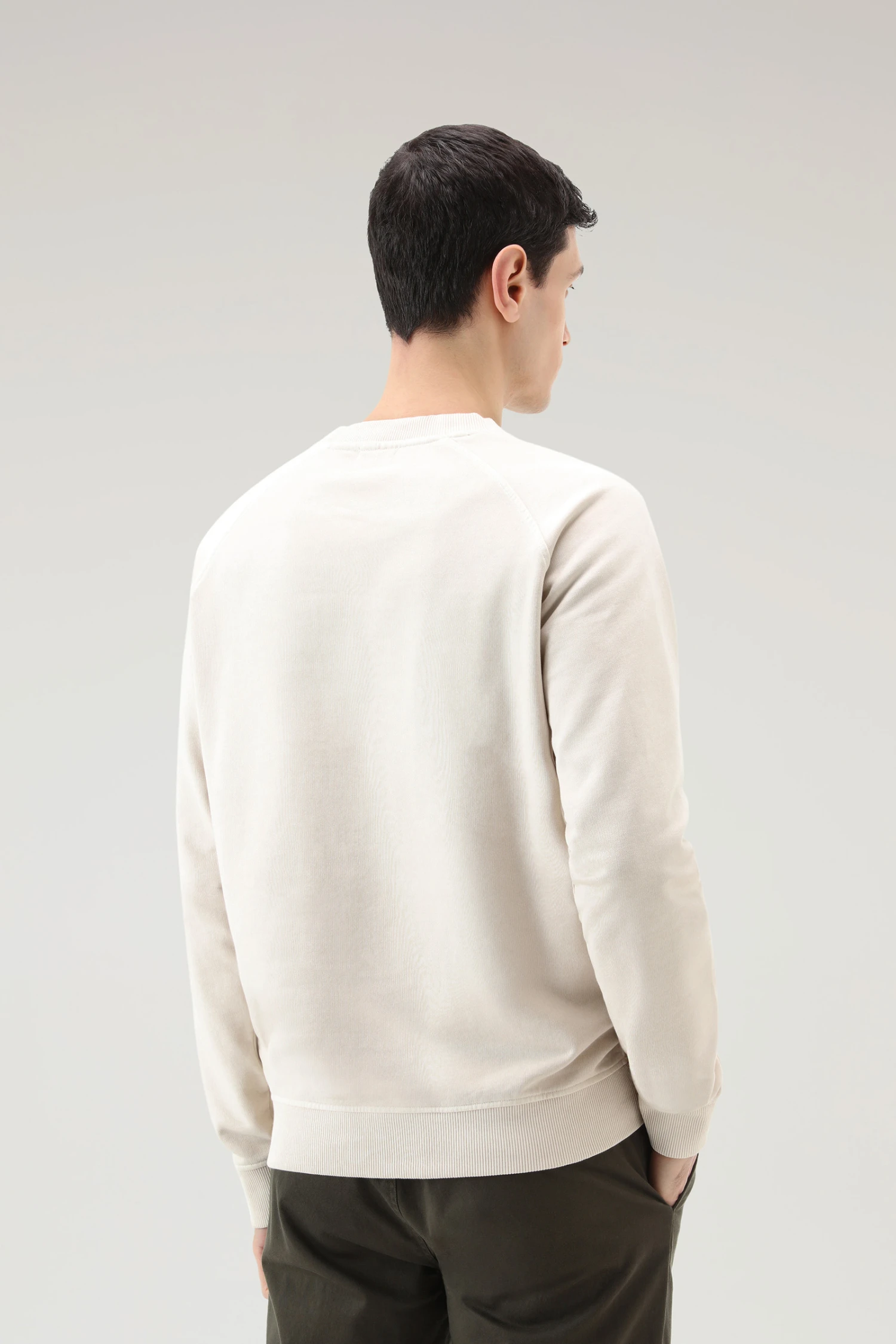 Woolrich Felpa Varsity Girocollo In Puro Cotone Tinto In Capo - Uomo - Bianco 5 Woolrich Felpa Varsity Girocollo In Puro Cotone Tinto In Capo - Uomo - Bianco - immagine 3