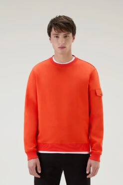 Woolrich Felpa Girocollo In Misto Cotone Elasticizzato - Uomo - Rosso